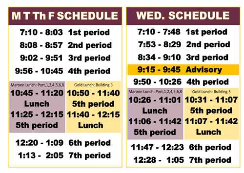 SCHS Bell Schedule 